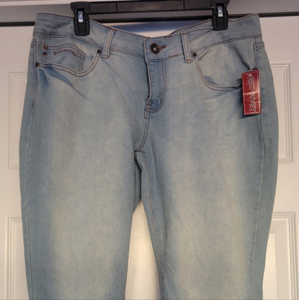 Red Rivet Cuff Jeans